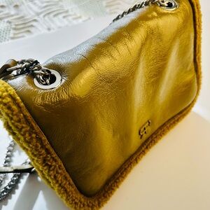 Parfois EU Design Olive Green Shoulder Bag, with chain and mix media, NWT